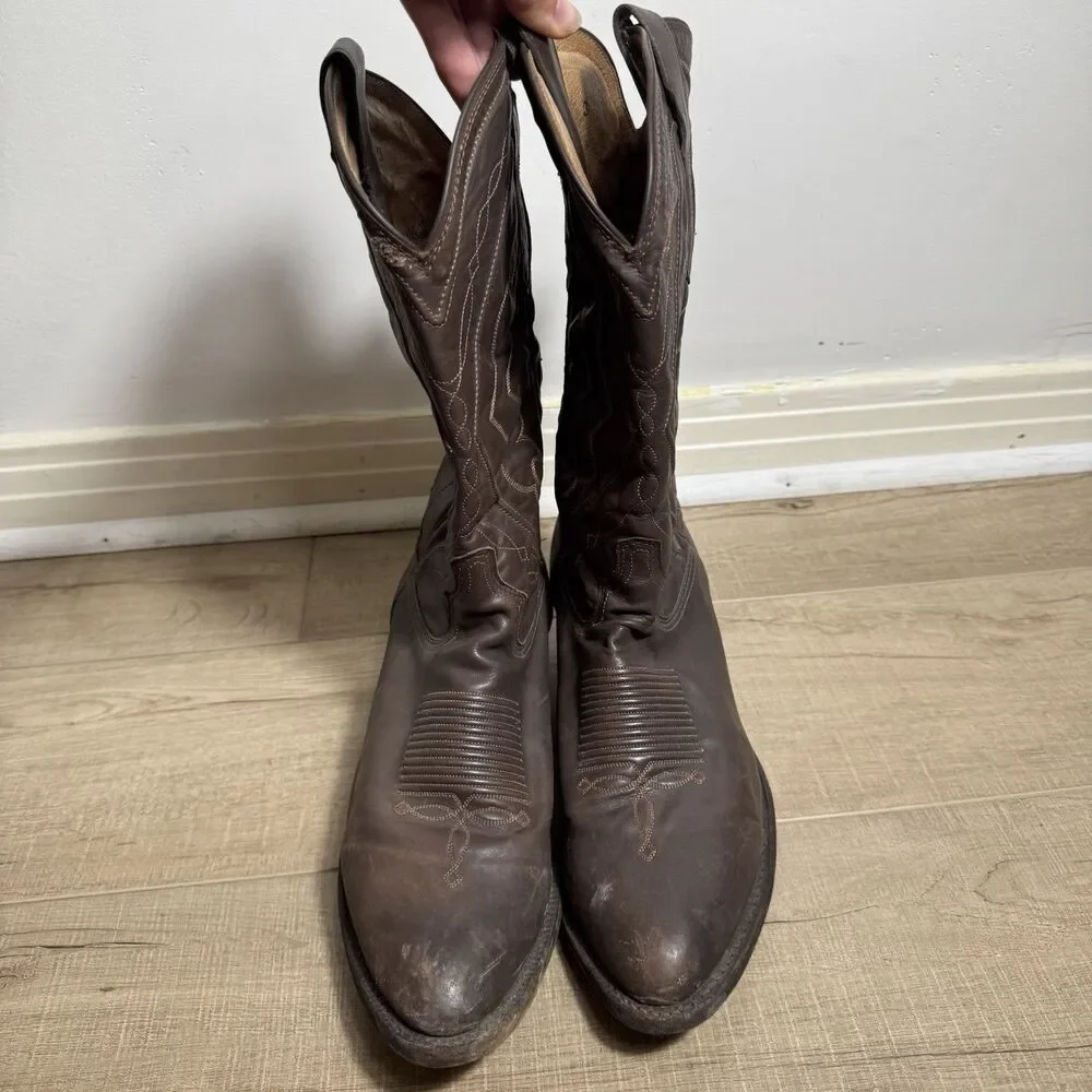 Tony Lama Men's 11 D Brown Leather Western Cowboy Boots Handcrafted Made in USA